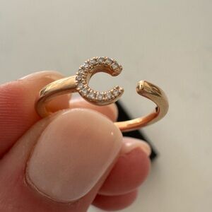 Dana Rebecca ROSE gold single initial C ring. Size 6.5. Barely worn.